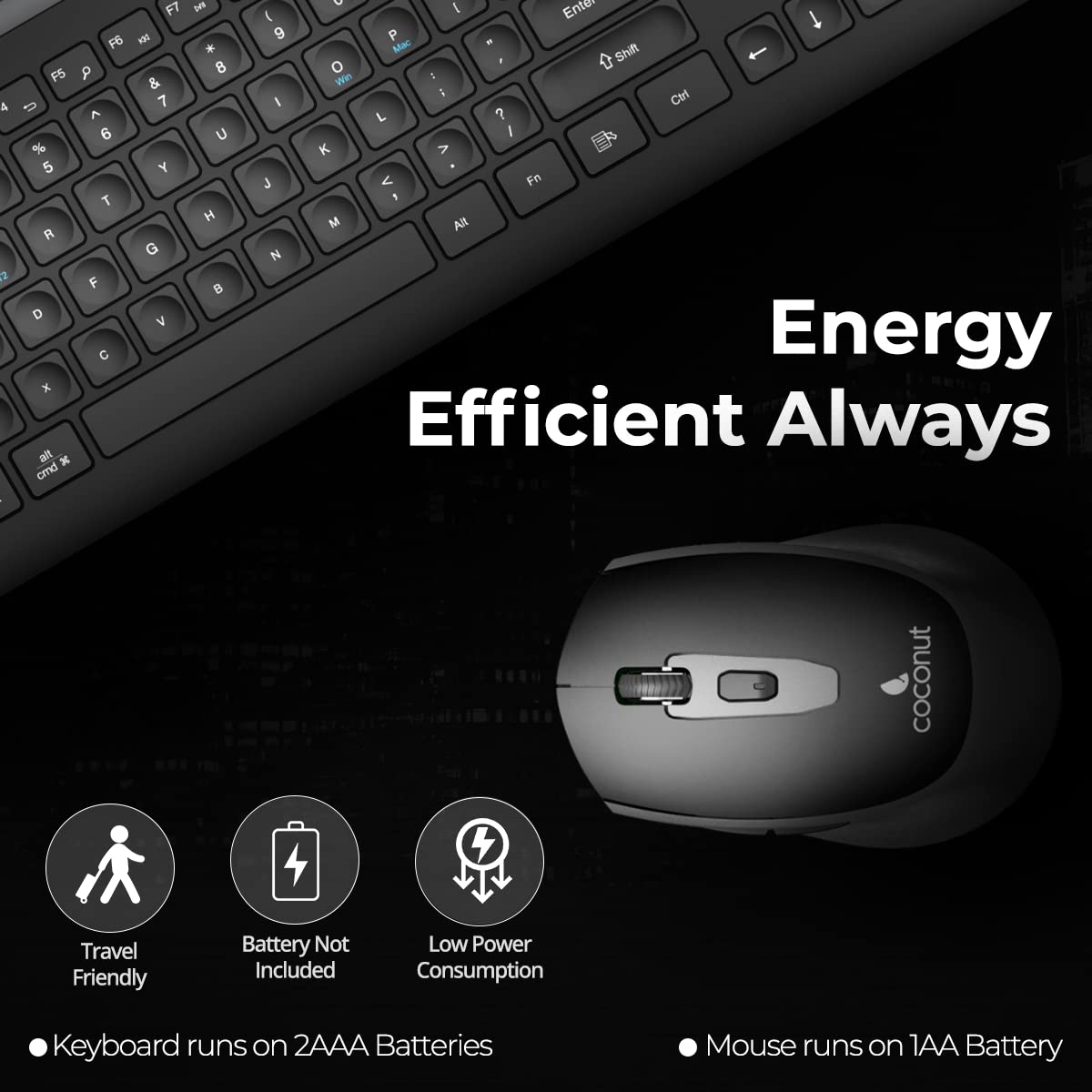 Coconut Sapphire Premium Wireless Keyboard Mouse Combo - Image 3