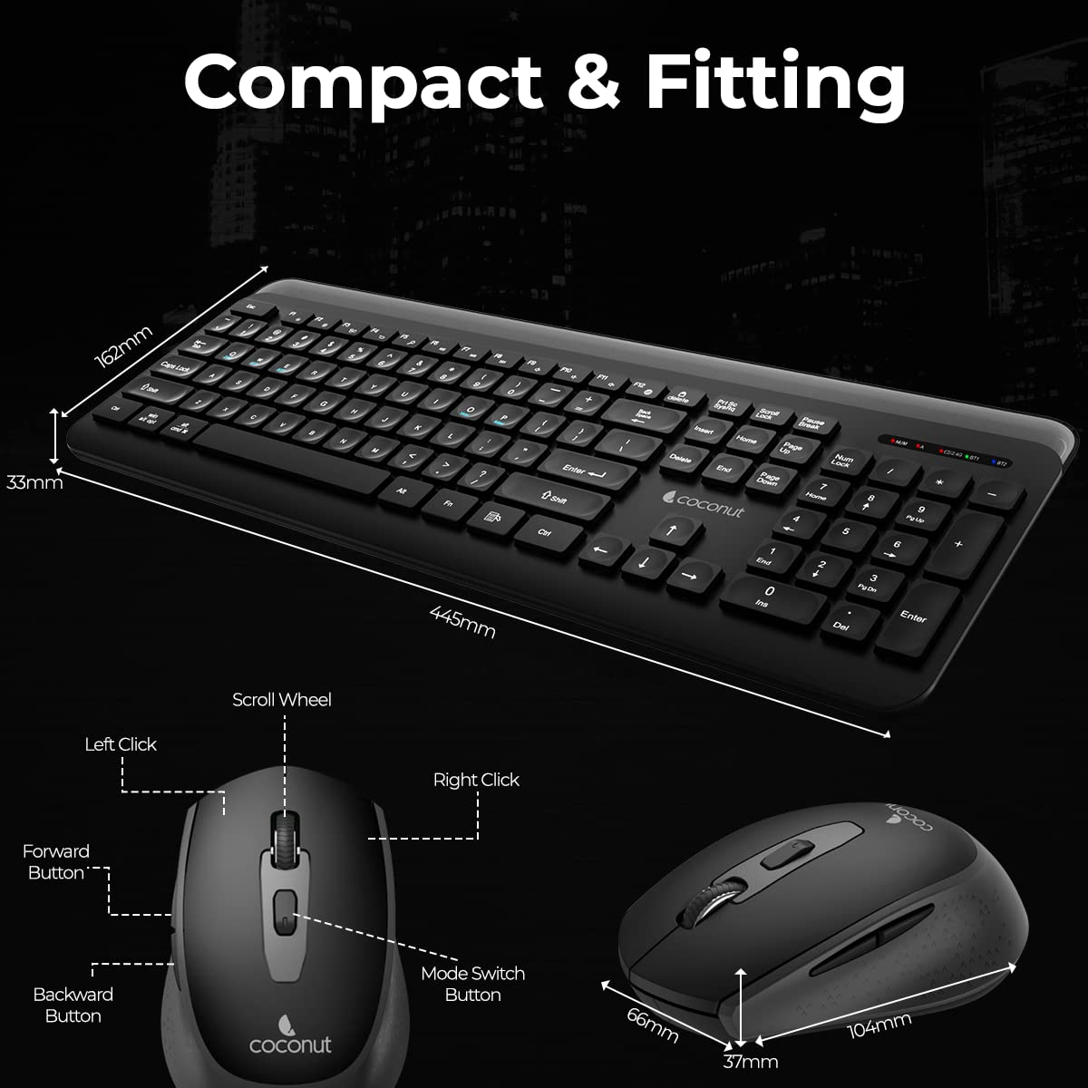 Coconut Sapphire Premium Wireless Keyboard Mouse Combo - Image 4