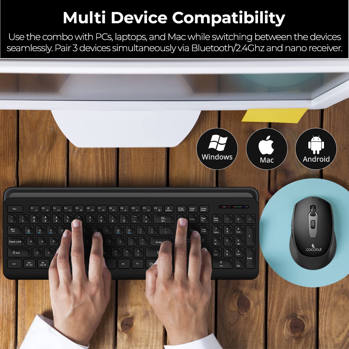 Coconut Sapphire Premium Wireless Keyboard Mouse Combo - Image 5