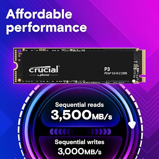 Crucial P3 1TB PCIe 3.0 3D NAND NVMe M.2 SSD - Image 2