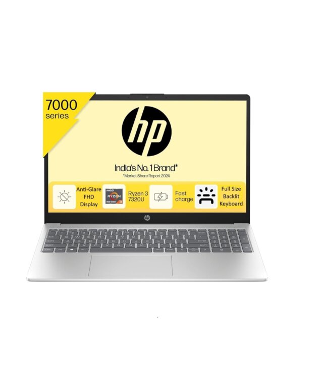 HP 15, AMD Ryzen 3 7320U Laptop (8GB LPDDR5, 512GB SSD) Anti-Glare, Micro-Edge, 15.6"/39.6cm,FHD, Win 11, Silver, 1.59kg, AMD Radeon Graphics, 1080p HD Camera, fc0154AU