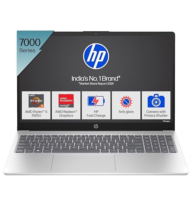 HP 15, AMD Ryzen 5 7520U (8GB LPDDR5, 512GB SSD) Anti-Glare, FHD,15.6-inch (39.6 cm) Win 11, Office 21, FHD Camera with Privacy Shutter,15s-fc0155AU